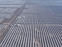 An aerial photo shows the Shichengzi Photovoltaic Industrial Park in Hami, Xinjiang province, China, on October 26, 2024. With a planned tot...