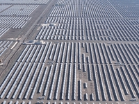 An aerial photo shows the Shichengzi Photovoltaic Industrial Park in Hami, Xinjiang province, China, on October 26, 2024. With a planned tot...