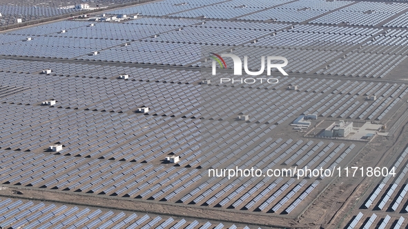 An aerial photo shows the Shichengzi Photovoltaic Industrial Park in Hami, Xinjiang province, China, on October 26, 2024. With a planned tot...