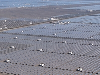 An aerial photo shows the Shichengzi Photovoltaic Industrial Park in Hami, Xinjiang province, China, on October 26, 2024. With a planned tot...