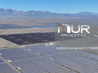 An aerial photo shows the Shichengzi Photovoltaic Industrial Park in Hami, Xinjiang province, China, on October 26, 2024. With a planned tot...