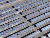 An aerial photo shows the Shichengzi Photovoltaic Industrial Park in Hami, Xinjiang province, China, on October 26, 2024. With a planned tot...