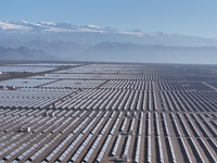 An aerial photo shows the Shichengzi Photovoltaic Industrial Park in Hami, Xinjiang province, China, on October 26, 2024. With a planned tot...