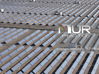 An aerial photo shows the Shichengzi Photovoltaic Industrial Park in Hami, Xinjiang province, China, on October 26, 2024. With a planned tot...