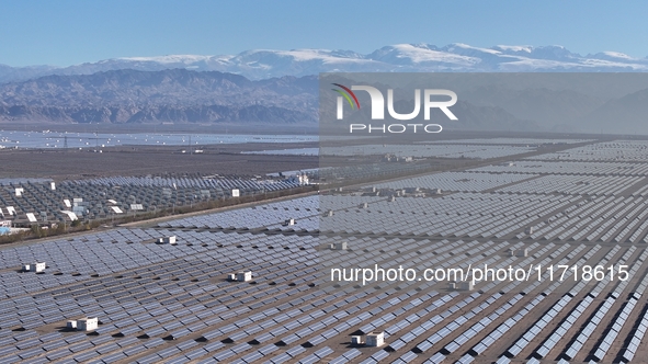 An aerial photo shows the Shichengzi Photovoltaic Industrial Park in Hami, Xinjiang province, China, on October 26, 2024. With a planned tot...