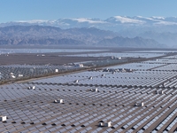 An aerial photo shows the Shichengzi Photovoltaic Industrial Park in Hami, Xinjiang province, China, on October 26, 2024. With a planned tot...