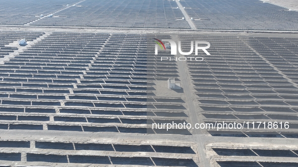 An aerial photo shows the Shichengzi Photovoltaic Industrial Park in Hami, Xinjiang province, China, on October 26, 2024. With a planned tot...