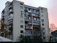 An apartment block in the Solomianskyi district is damaged by a Russian drone attack in Kyiv, Ukraine, on October 29, 2024. Six people are i...