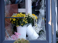 A flower shop in the Solomianskyi district is damaged by a Russian drone attack in Kyiv, Ukraine, on October 29, 2024. Six people are injure...