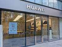 An advertisement for the ''Double 11'' sales promotion is displayed at a Huawei store in Shanghai, China, on October 29, 2024. (