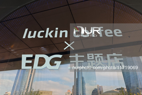 Luckin Coffee EDG e-sports themed store is in Shanghai, China, on October 29, 2024. 