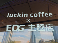 Luckin Coffee EDG e-sports themed store is in Shanghai, China, on October 29, 2024. (