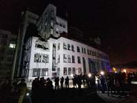 A Russian guided bomb damages the 1930s Derzhprom building in central Kharkiv, northeastern Ukraine, on October 28, 2024. (