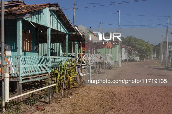 The architecture of the villas on Marajo Island, located at the mouth of the Amazon River, in Soure, Para, Brazil, on October 9, 2024, is ty...