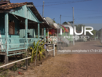 The architecture of the villas on Marajo Island, located at the mouth of the Amazon River, in Soure, Para, Brazil, on October 9, 2024, is ty...