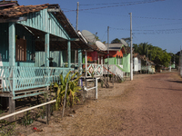 The architecture of the villas on Marajo Island, located at the mouth of the Amazon River, in Soure, Para, Brazil, on October 9, 2024, is ty...