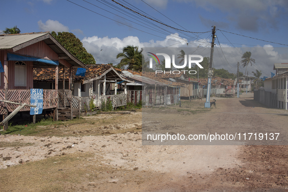 The architecture of the villas on Marajo Island, located at the mouth of the Amazon River, in Soure, Para, Brazil, on October 10, 2024, is t...