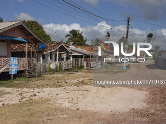 The architecture of the villas on Marajo Island, located at the mouth of the Amazon River, in Soure, Para, Brazil, on October 10, 2024, is t...