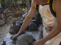 A man creates ceramic art typical of Marajo Island, located at the mouth of the Amazon River and considered the largest fluvial-maritime isl...