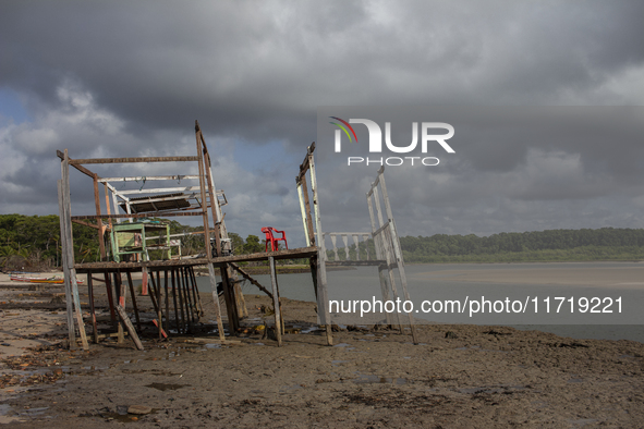 Houses are condemned due to rising sea levels caused by climate change on Marajo Island, located at the mouth of the Amazon River, in Soure,...