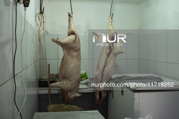 A municipal market displays meat on Marajo Island, located at the mouth of the Amazon River, in Soure, Para, Brazil, on October 8, 2024. 