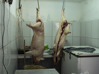 A municipal market displays meat on Marajo Island, located at the mouth of the Amazon River, in Soure, Para, Brazil, on October 8, 2024. (