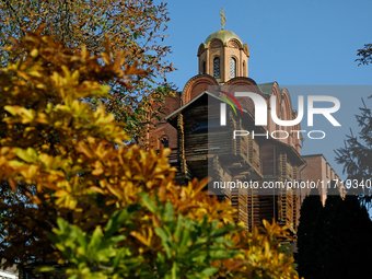 The Golden Gate is pictured in autumn in Kyiv, Ukraine, on October 28, 2024. (