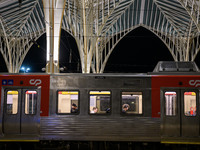 Several passengers are inside a train carriage at Oriente railway station in Lisbon, Portugal, on October 28, 2024. Due to a growing shortfa...