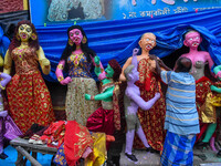 An artist makes figurines of demons ahead of Bhoot Chaturdashi, or Indian Halloween, in Kolkata, India, on October 29, 2024. (