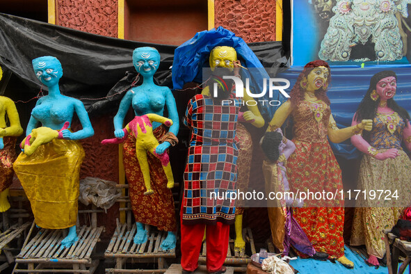 An artist makes figurines of demons ahead of Bhoot Chaturdashi, or Indian Halloween, in Kolkata, India, on October 29, 2024. 