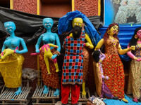 An artist makes figurines of demons ahead of Bhoot Chaturdashi, or Indian Halloween, in Kolkata, India, on October 29, 2024. (