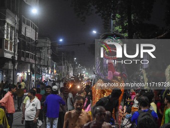 A figurine of a demon is seen in Kolkata, India, on October 29, 2024, ahead of Bhoot Chaturdashi, or the Indian Halloween festival, in the c...