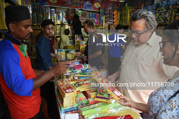 People buy firecrackers at a firecracker fair ahead of the Diwali and Kali Puja festival in Kolkata, India, on October 29, 2024. 