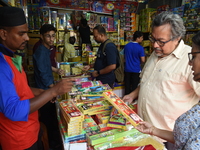 People buy firecrackers at a firecracker fair ahead of the Diwali and Kali Puja festival in Kolkata, India, on October 29, 2024. (