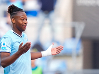 Tijjani Noslin of SS Lazio celebrates after scoring first goal during the Serie A Enilive match between SS Lazio and Genoa CF at Stadio Olim...