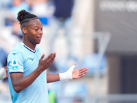 Tijjani Noslin of SS Lazio celebrates after scoring first goal during the Serie A Enilive match between SS Lazio and Genoa CF at Stadio Olim...