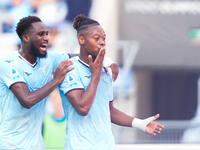 Tijjani Noslin of SS Lazio celebrates after scoring first goal during the Serie A Enilive match between SS Lazio and Genoa CF at Stadio Olim...