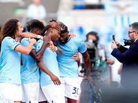 Tijjani Noslin of SS Lazio celebrates after scoring first goal during the Serie A Enilive match between SS Lazio and Genoa CF at Stadio Olim...