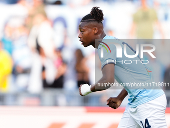 Tijjani Noslin of SS Lazio celebrates after scoring first goal during the Serie A Enilive match between SS Lazio and Genoa CF at Stadio Olim...