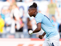 Tijjani Noslin of SS Lazio celebrates after scoring first goal during the Serie A Enilive match between SS Lazio and Genoa CF at Stadio Olim...