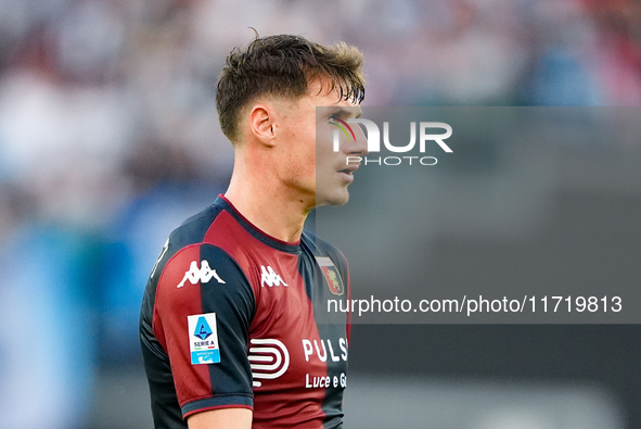 Andrea Pinamonti of Genoa CFC looks on during the Serie A Enilive match between SS Lazio and Genoa CF at Stadio Olimpico on October 27, 2024...