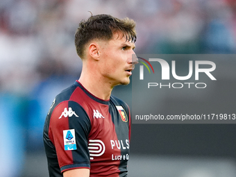 Andrea Pinamonti of Genoa CFC looks on during the Serie A Enilive match between SS Lazio and Genoa CF at Stadio Olimpico on October 27, 2024...