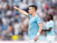 Gil Patric of SS Lazio gestures during the Serie A Enilive match between SS Lazio and Genoa CF at Stadio Olimpico on October 27, 2024 in Rom...