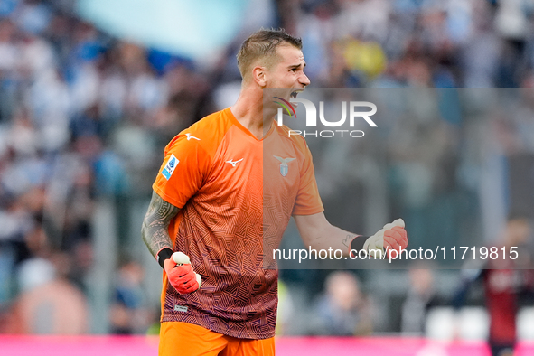 Ivan Provedel of SS Lazio celebrates after Pedro of SS Lazio scored second goal during the Serie A Enilive match between SS Lazio and Genoa...