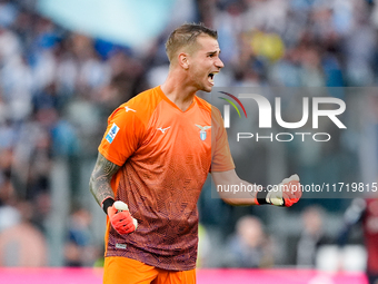 Ivan Provedel of SS Lazio celebrates after Pedro of SS Lazio scored second goal during the Serie A Enilive match between SS Lazio and Genoa...