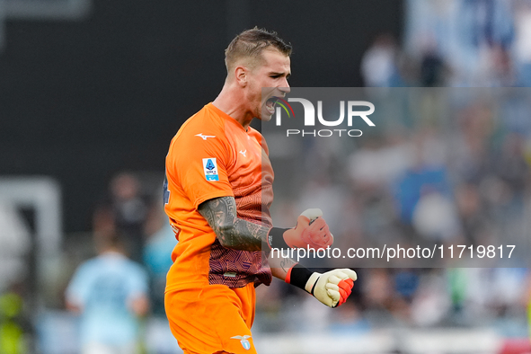 Ivan Provedel of SS Lazio celebrates after Pedro of SS Lazio scored second goal during the Serie A Enilive match between SS Lazio and Genoa...