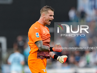 Ivan Provedel of SS Lazio celebrates after Pedro of SS Lazio scored second goal during the Serie A Enilive match between SS Lazio and Genoa...