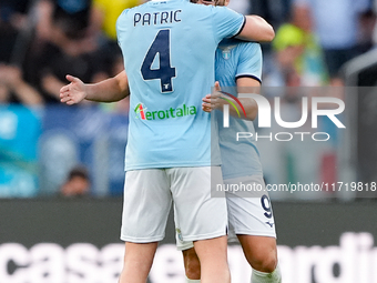 Pedro of SS Lazio celebrates after scoring second goal during the Serie A Enilive match between SS Lazio and Genoa CF at Stadio Olimpico on...