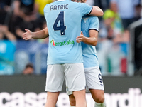 Pedro of SS Lazio celebrates after scoring second goal during the Serie A Enilive match between SS Lazio and Genoa CF at Stadio Olimpico on...