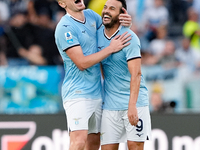 Pedro of SS Lazio celebrates after scoring second goal during the Serie A Enilive match between SS Lazio and Genoa CF at Stadio Olimpico on...